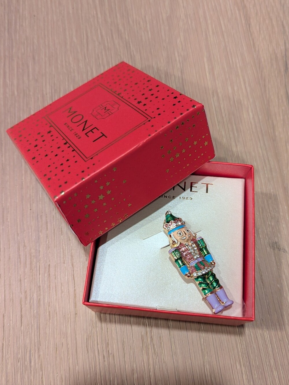Monet Green, Red and Purple Nutcracker Holiday Pin